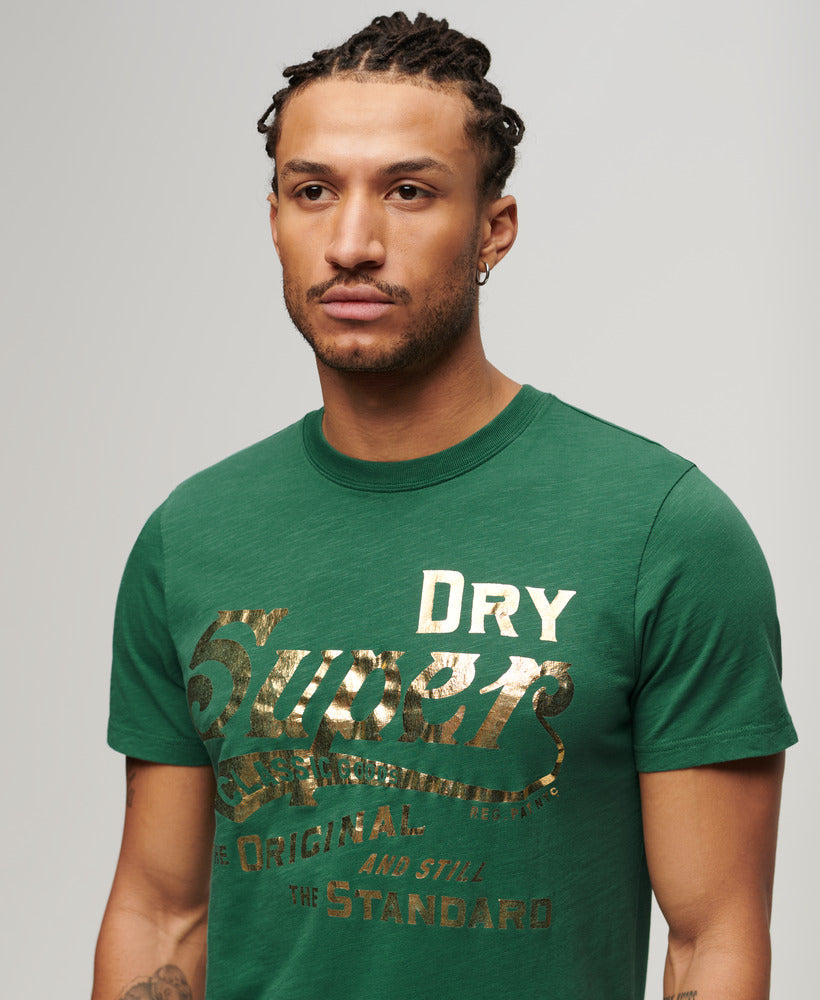 Metallic Workwear Graphic T-Shirt - Pine Green Slub