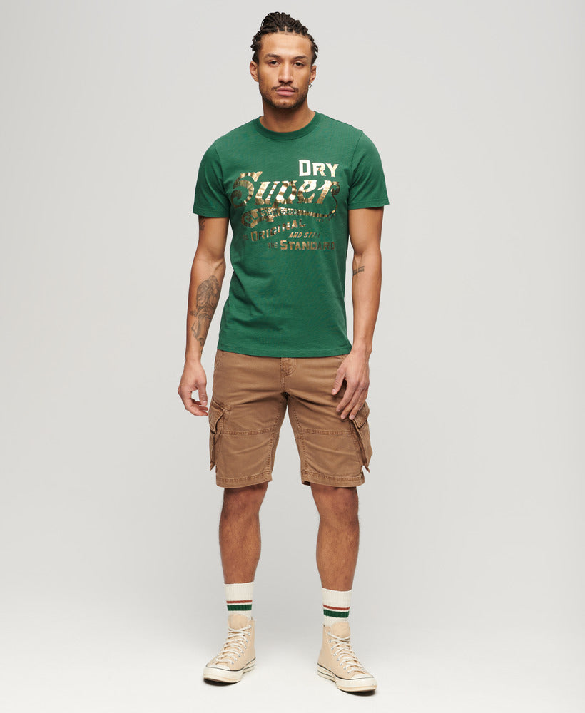 Metallic Workwear Graphic T-Shirt - Pine Green Slub