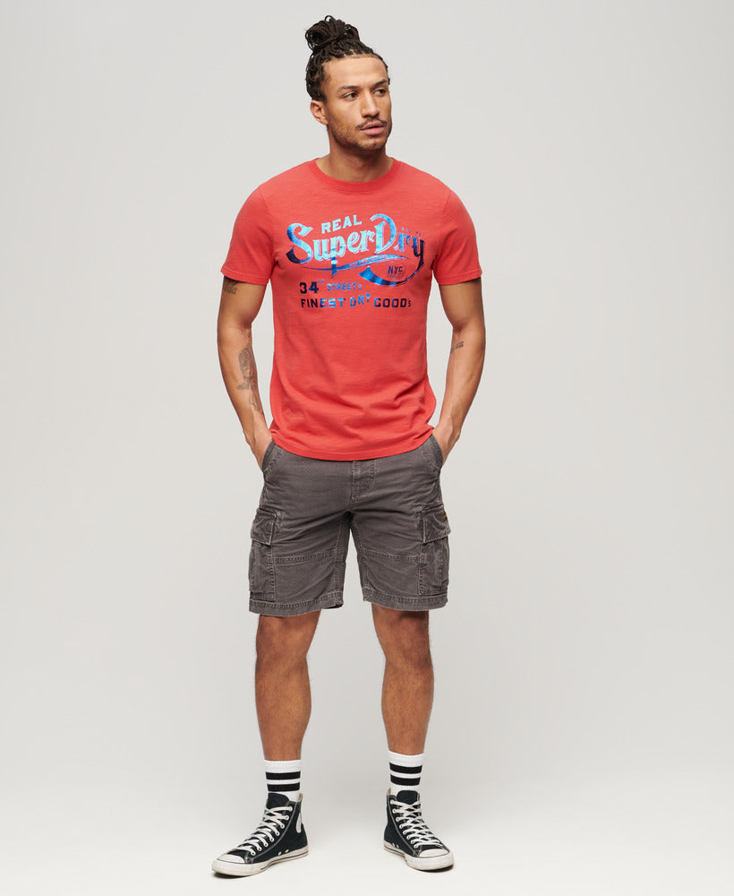 Metallic Workwear Graphic T-Shirt - Soda Pop Red Slub