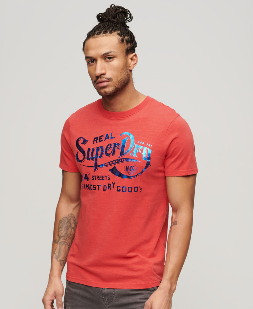 Metallic Workwear Graphic T-Shirt - Soda Pop Red Slub