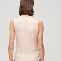 Sport Luxe Graphic Fitted Tank Top - Mauve Morn Pink