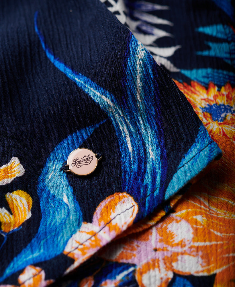 Printed Mini Wrap Dress - Anemore Navy