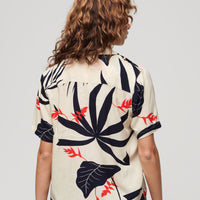 Beach Resort Shirt - Jungle Silhouette Ecru