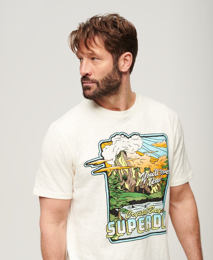 Neon Travel Graphic Loose T-Shirt - Off White Slub