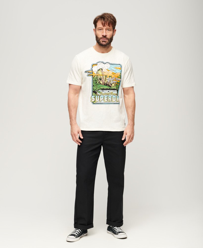 Neon Travel Graphic Loose T-Shirt - Off White Slub