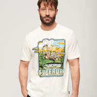 Neon Travel Graphic Loose T-Shirt - Off White Slub