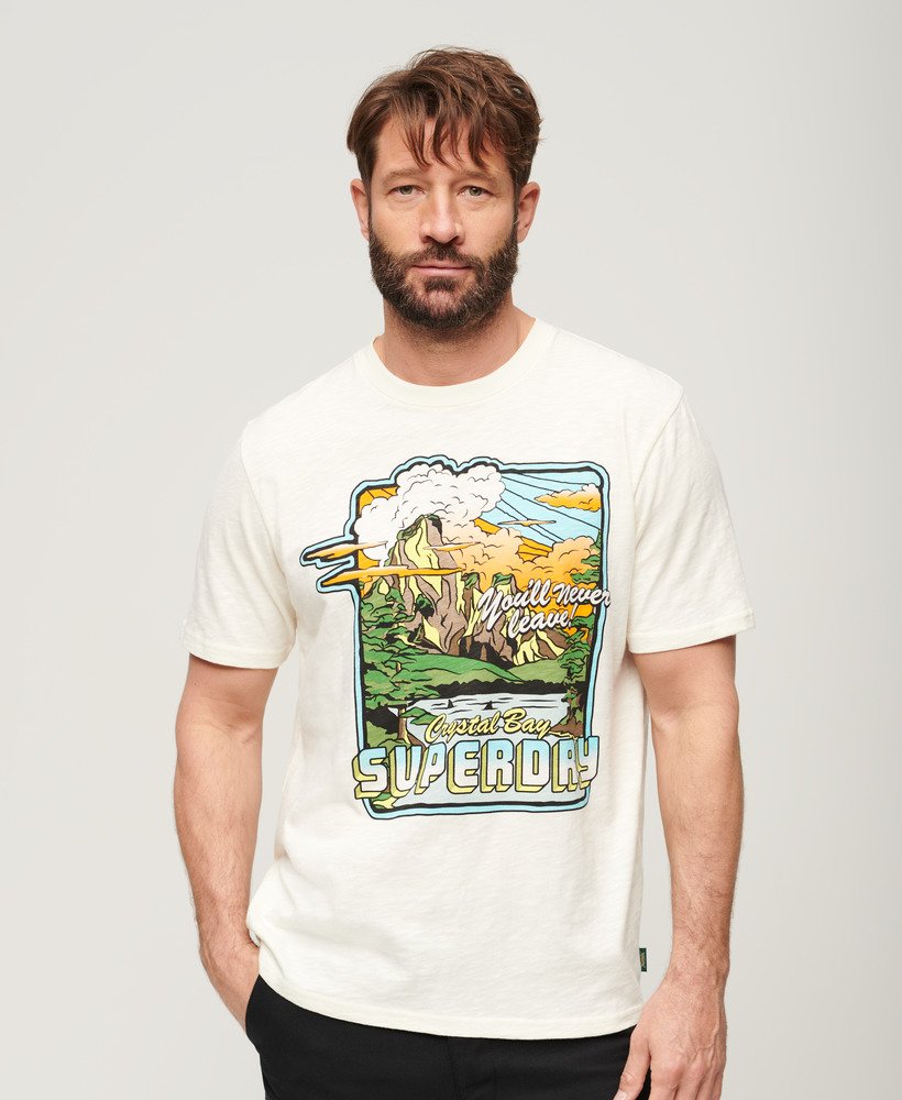 Neon Travel Graphic Loose T-Shirt - Off White Slub