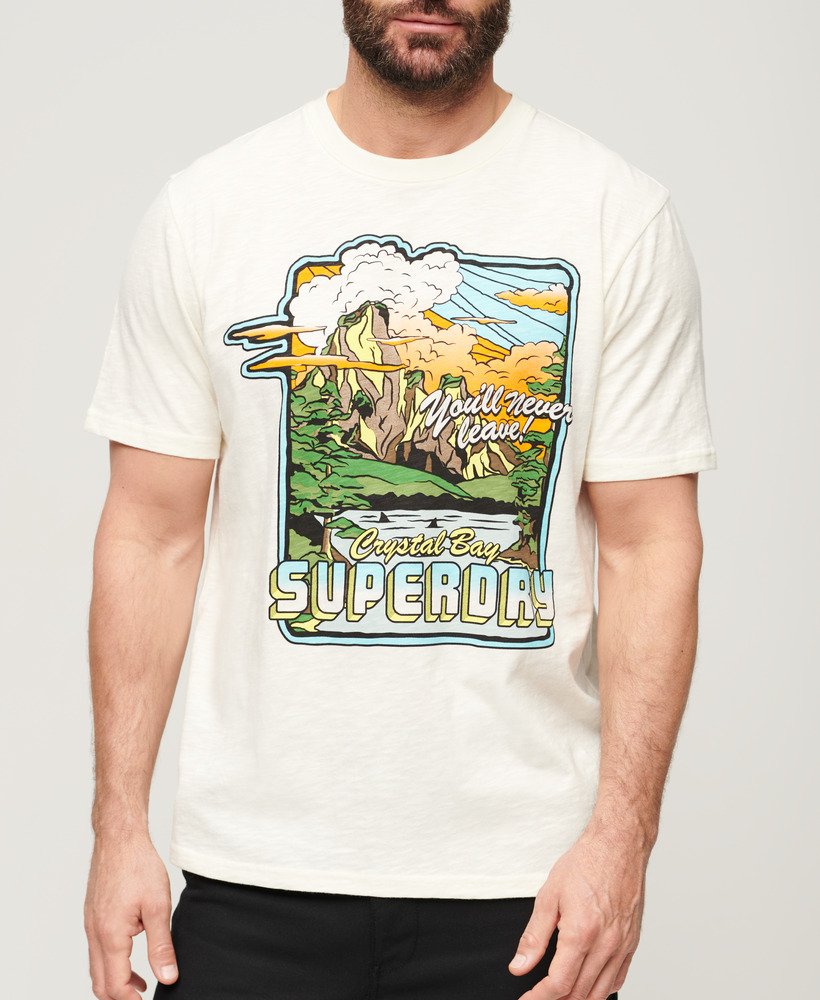 Neon Travel Graphic Loose T-Shirt - Off White Slub