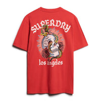 Tattoo Graphic Loose Fit T-Shirt - Soda Pop Red