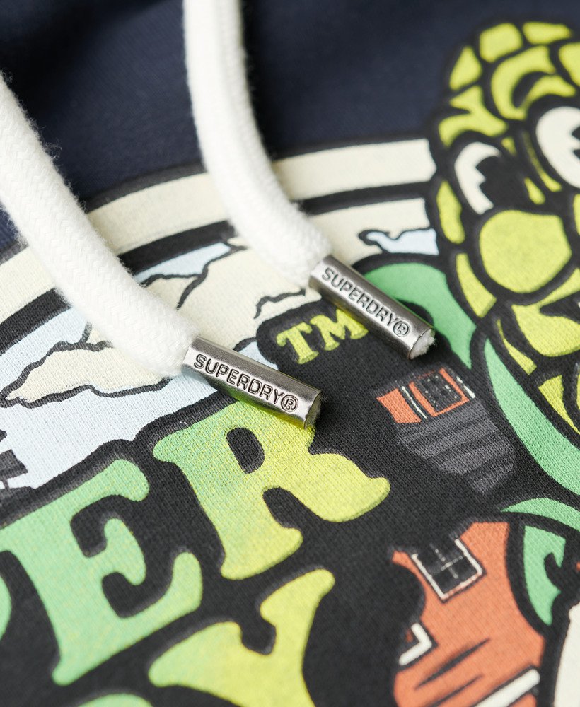 Neon Travel Graphic Loose Hoodie - Eclipse Navy