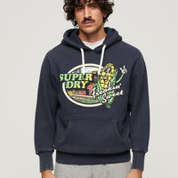 Neon Travel Graphic Loose Hoodie - Eclipse Navy