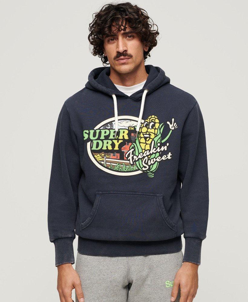 Neon Travel Graphic Loose Hoodie - Eclipse Navy