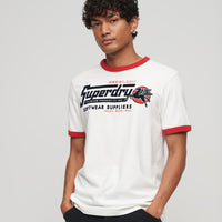 Core Logo American Classic Ringer T-Shirt - Winter White/Flare Red