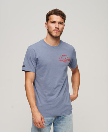 Workwear Scripted Graphic T-Shirt - Tidal Blue Slub
