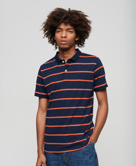 Jersey Stripe Polo Shirt - Navy/Orange Stripe