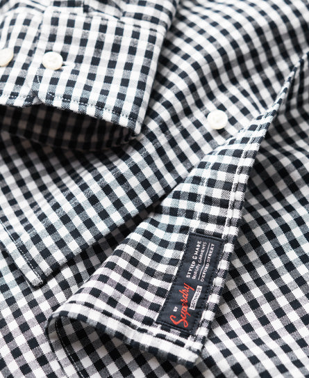 Organic Cotton Long Sleeve Oxford Shirt - Eclipse Navy Gingham