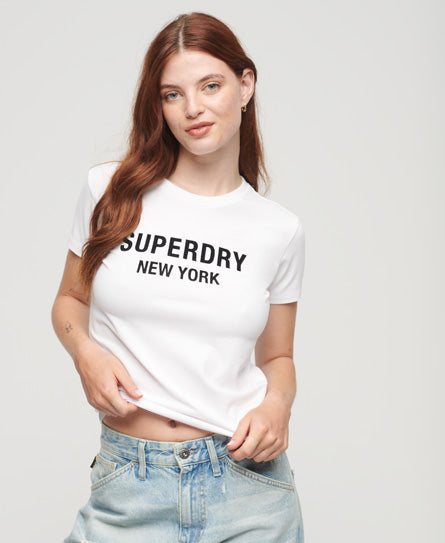 Sport Luxe Logo Fitted Cropped T-Shirt - Brilliant White/Black