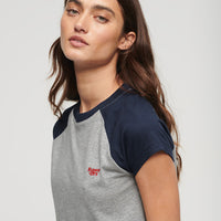 Organic Cotton Essential Logo Raglan T-Shirt - Grey Marl/Preppy Navy