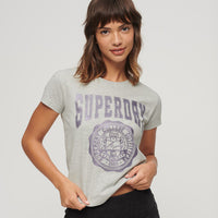 College Scripted Graphic T-Shirt - Glacier Grey Marl