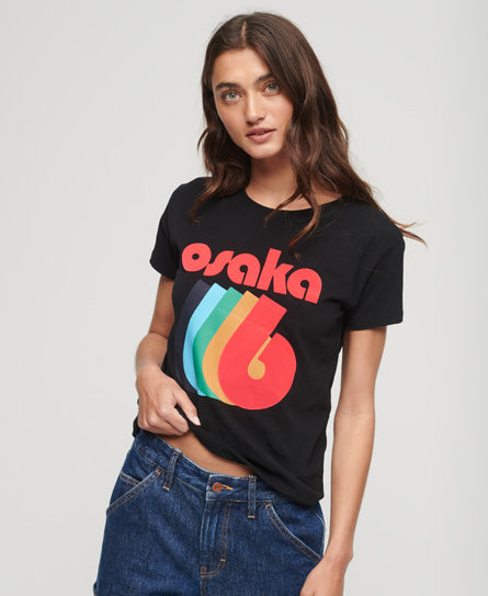 Osaka Graphic Short Sleeve Fitted T-Shirt - Black