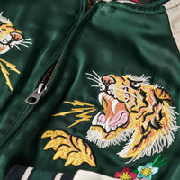 Sukajan Embroidered Bomber Jacket - Pine Green