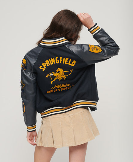 College Patched Varsity Jacket - Eclipse Navy