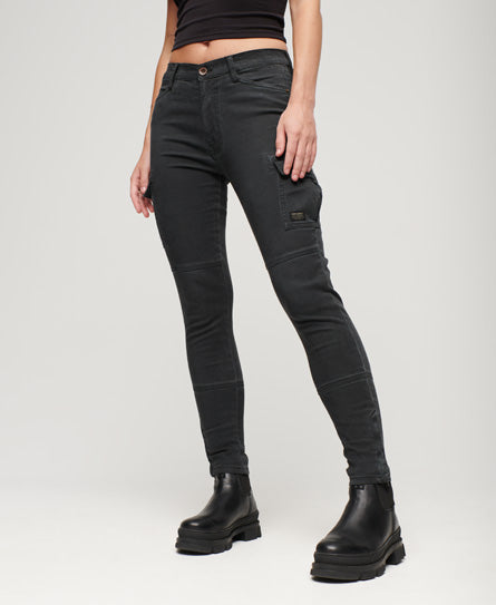 Skinny Fit Cargo Pants - Washed Black