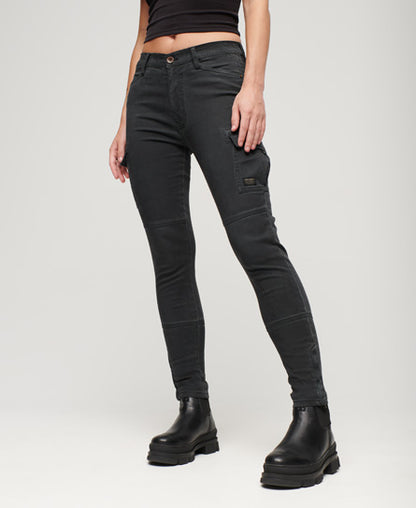 Skinny Fit Cargo Pants - Washed Black