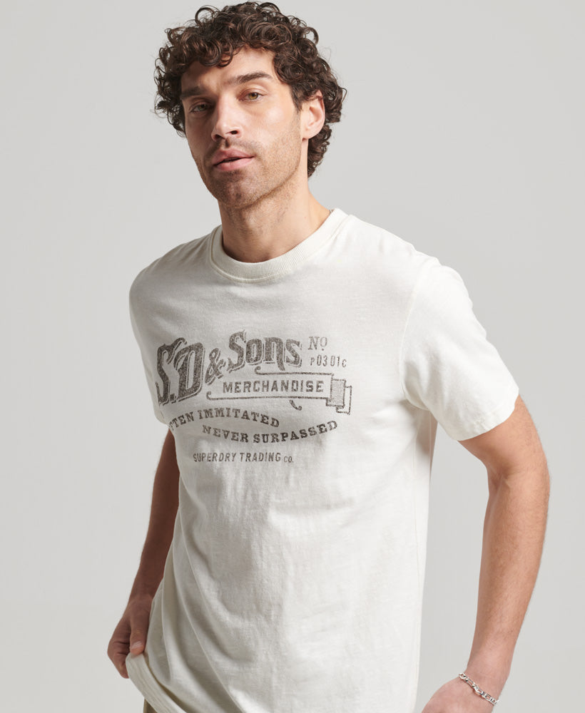 Vintage Script Workwear T-Shirt - Cream