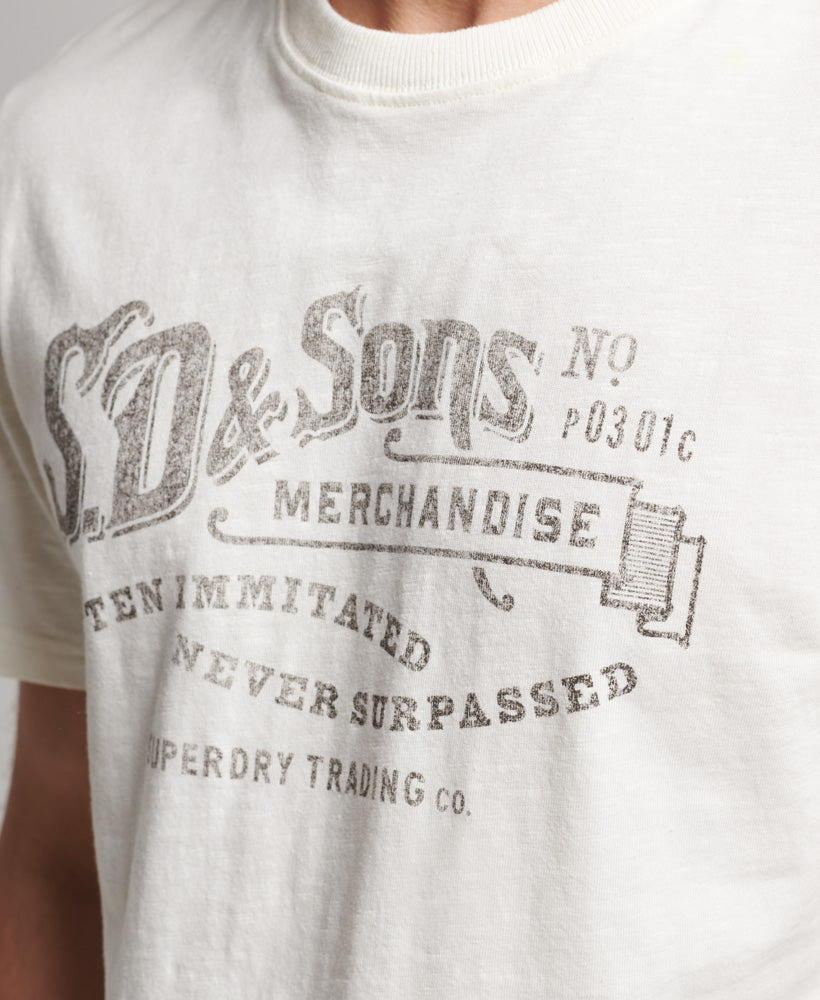 Vintage Script Workwear T-Shirt - Cream