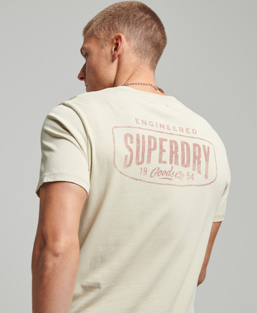 Vintage Script Workwear T-Shirt - Beige