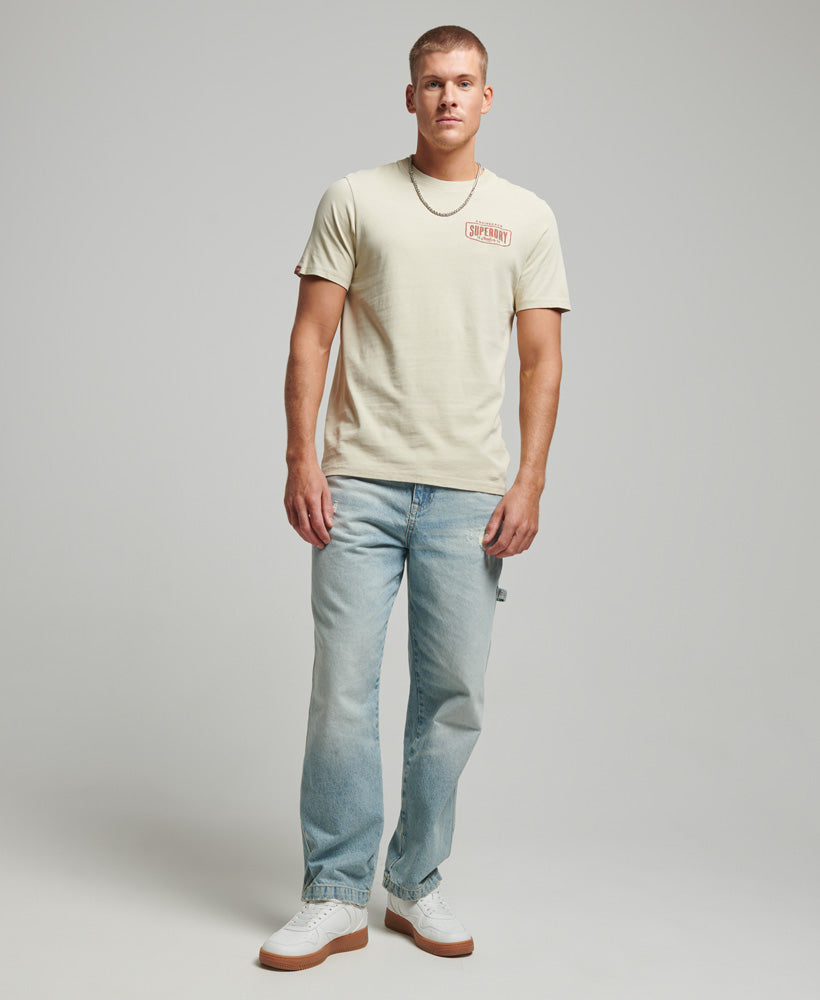 Vintage Script Workwear T-Shirt - Beige