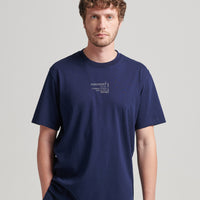 Organic Cotton Stacked Logo T-Shirt - Navy