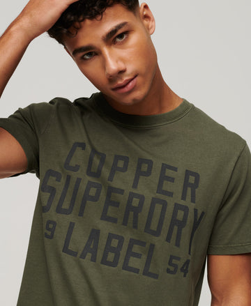 Organic Cotton Vintage Copper Label T-Shirt - Green