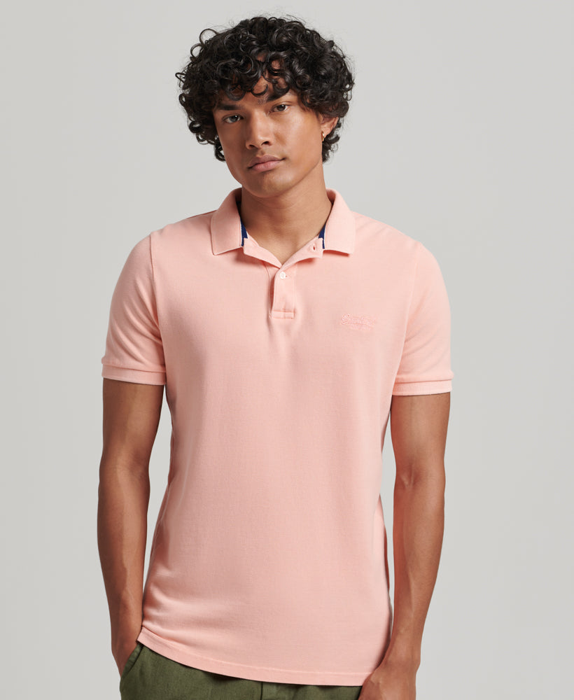 Organic Cotton Vintage Destroy Polo Shirt - Coral