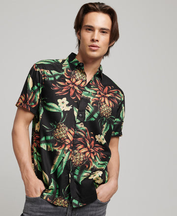 Short Sleeve Hawaiian Shirt - Black