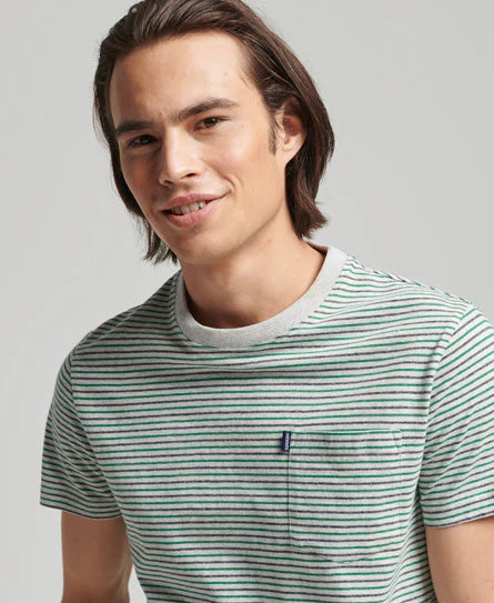 Organic Cotton Vintage Stripe T-Shirt - Preppy Green Stripe