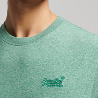 Organic Cotton Vintage Logo Embroidered T-Shirt - Bright Green Grit