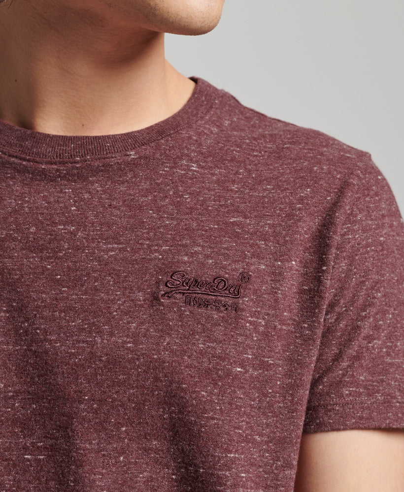 Organic Cotton Vintage Logo Embroidered T-Shirt - Burgundy Heather