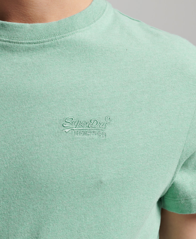 Organic Cotton Vintage Logo Embroidered T-Shirt - Sage Marl