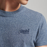 Organic Cotton Vintage Logo Embroidered T-Shirt - Frosted Navy Grit