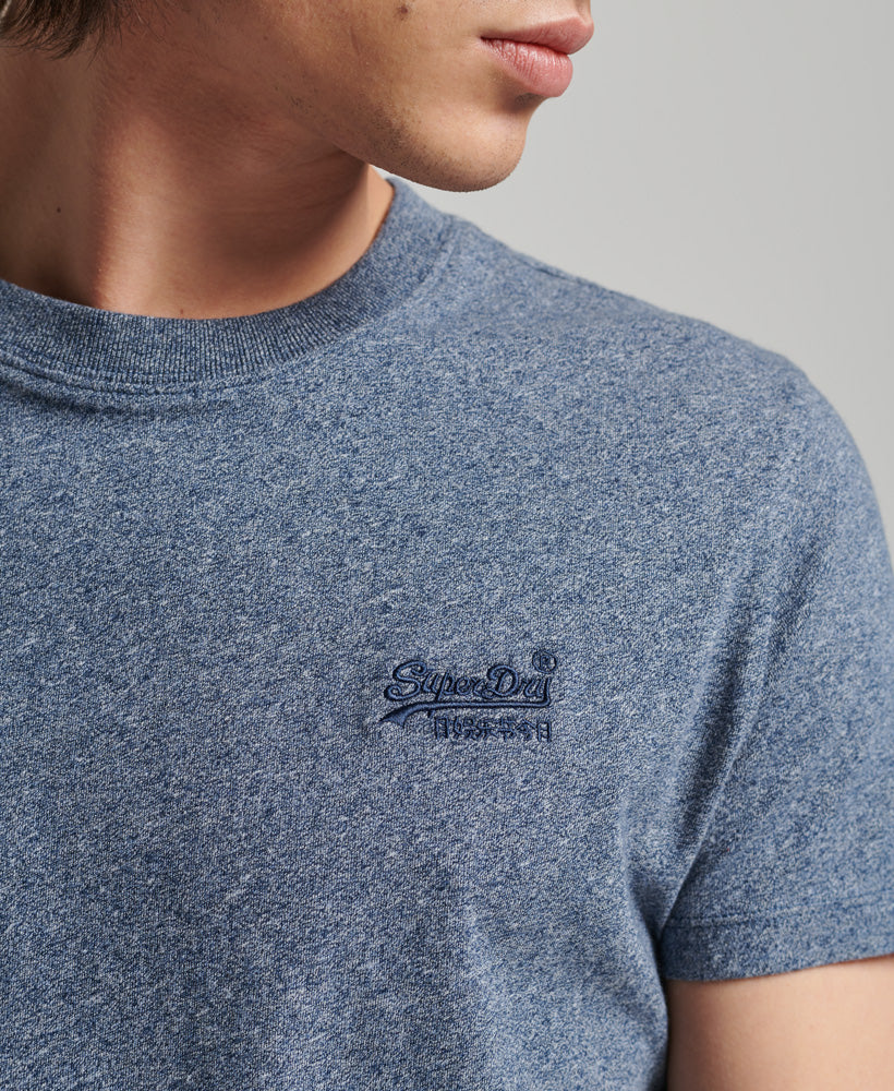 Organic Cotton Vintage Logo Embroidered T-Shirt - Frosted Navy Grit