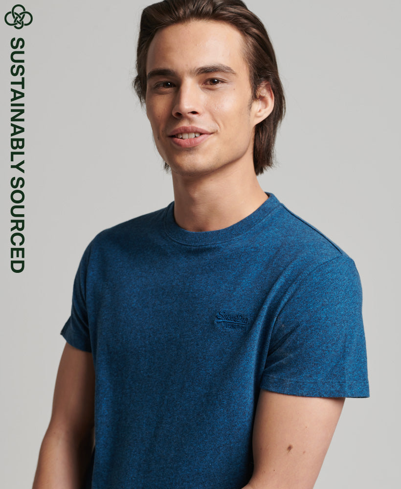 Organic Cotton Vintage Logo Embroidered T-Shirt - Charred Teal Grit