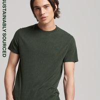 Organic Cotton Vintage Logo Embroidered T-Shirt - Campus Green Grit