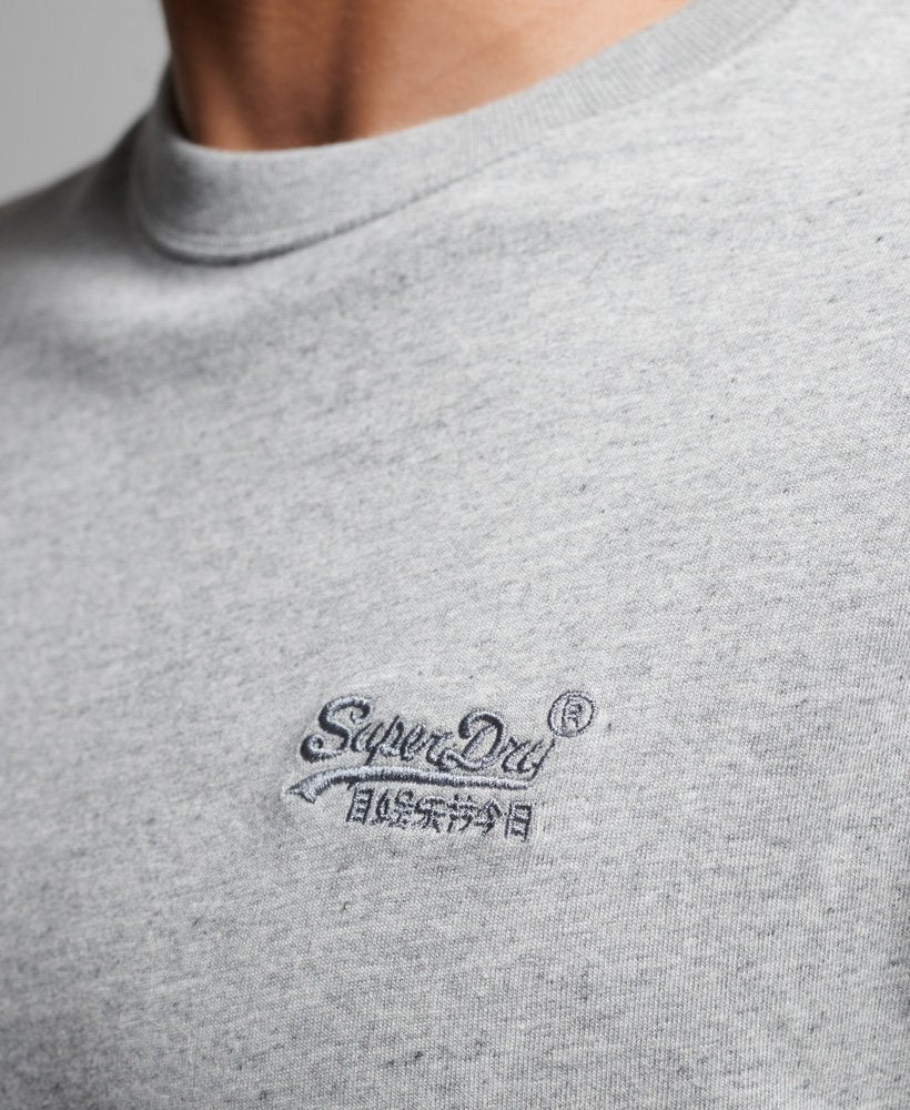 Organic Cotton Vintage Logo Embroidered T-Shirt - Pumice Stone Marl