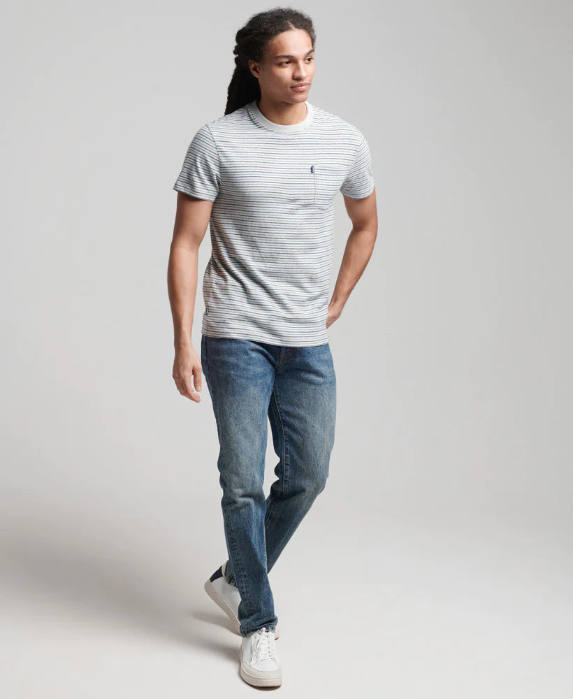 Organic Cotton Vintage Stripe T-Shirt - Preppy Blue Stripe