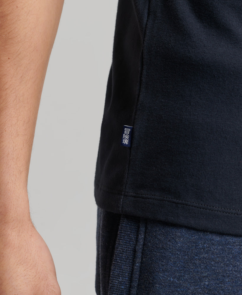 Organic Cotton Vintage Logo Embroidered T-Shirt - Eclipse Navy Navy