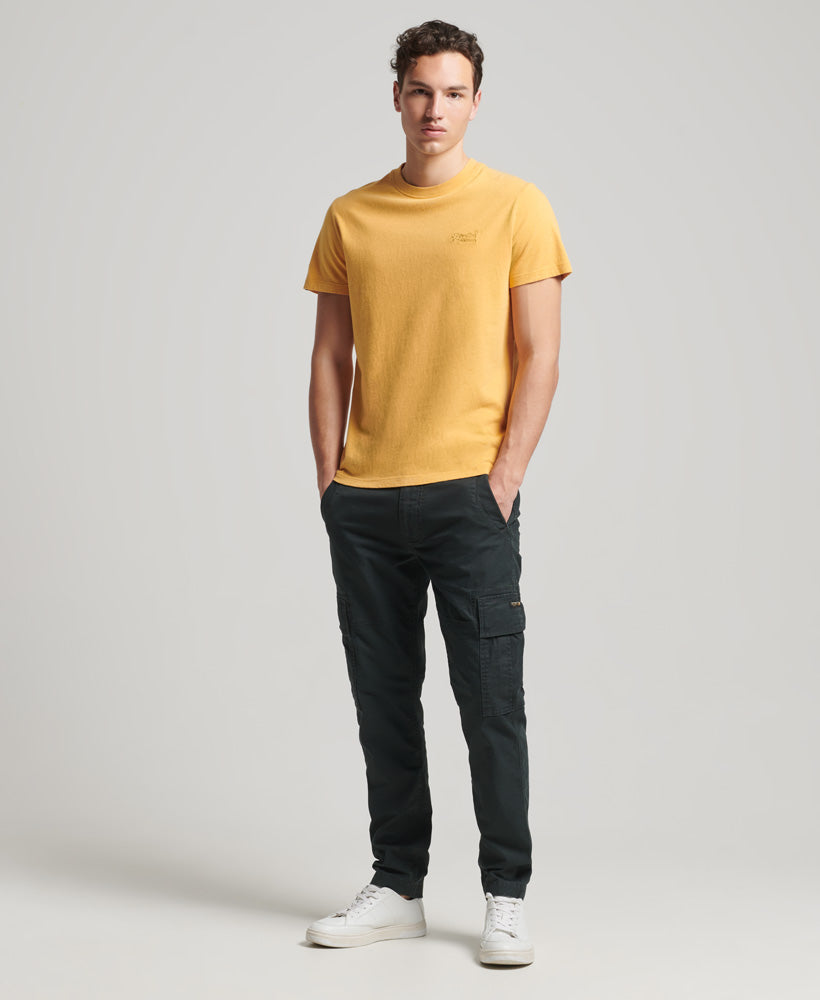 Organic Cotton Vintage Logo Embroidered T-Shirt - Ochre Marl
