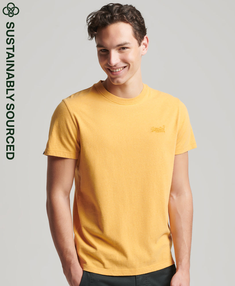 Organic Cotton Vintage Logo Embroidered T-Shirt - Ochre Marl