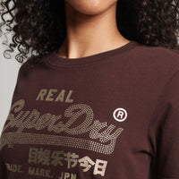 Vintage Logo Boho Sparkle T-Shirt - Deep Burgundy